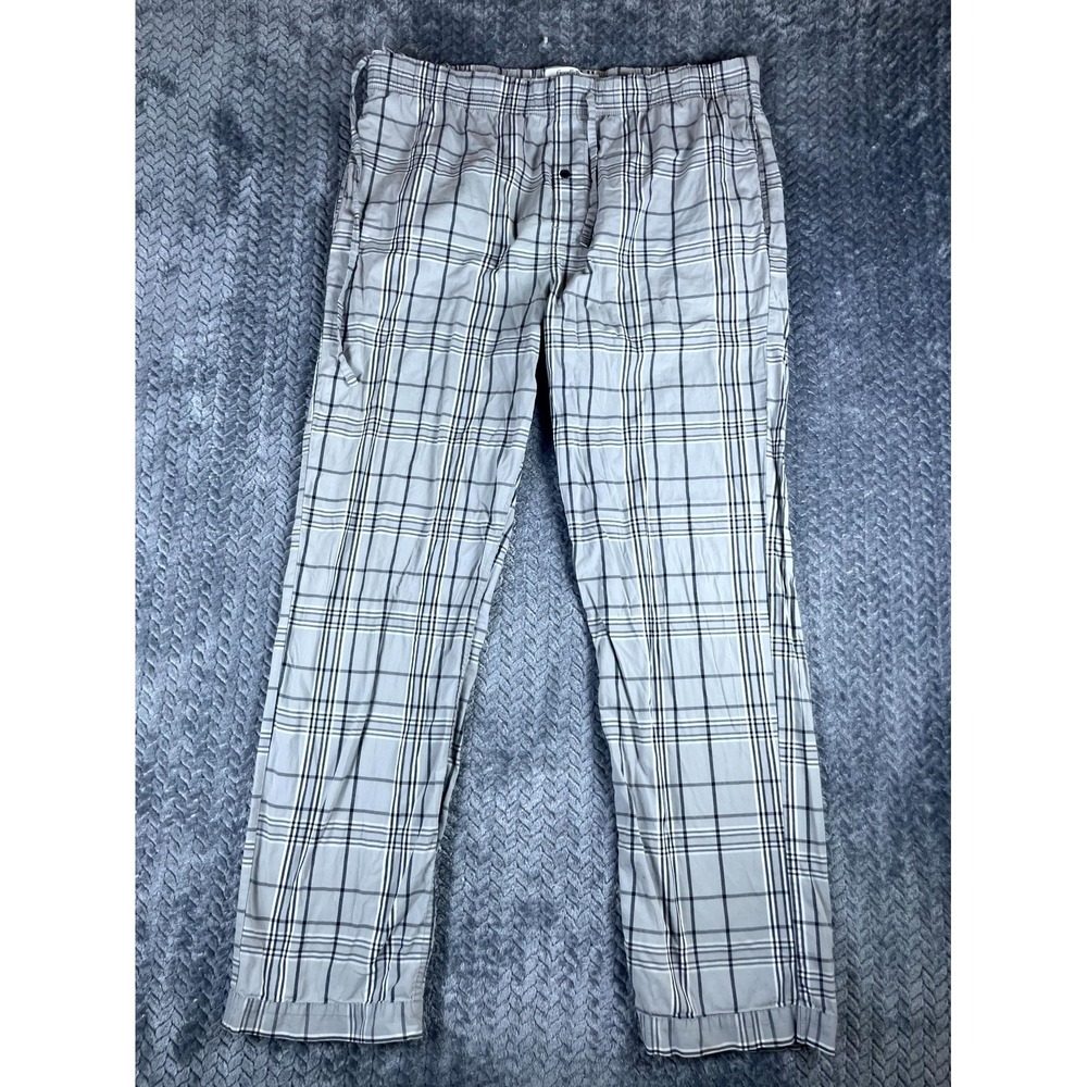Goodfellow & Co Pajama Pants Mens Large Gray Black Plaid Straight Leg Drawstring